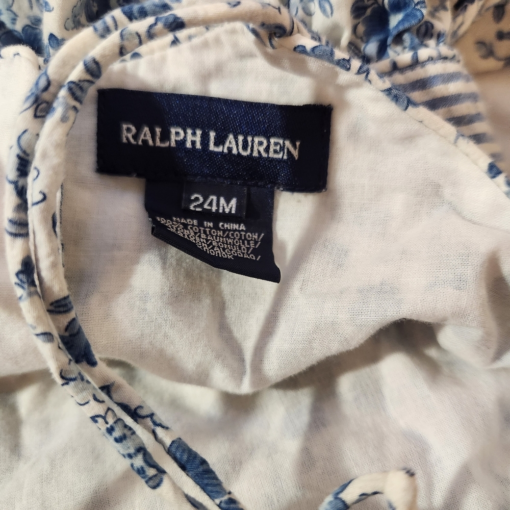 Ralph Lauren Blue White Floral Dress and Bloomer Set - Picture 6 of 7